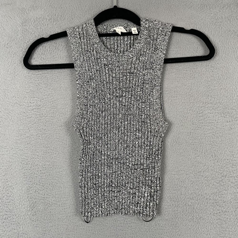 A.L.C. Sweater Womens Small Black White Ribbed Knit Sleeveless Pullover Tank Top